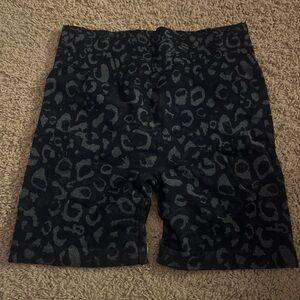 Black Leopard Print Workout Shorts